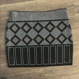 Esley Black and White Diamond Mini Skirt